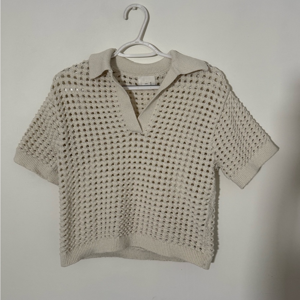 H&M Cream Short Sleeve Knit Top